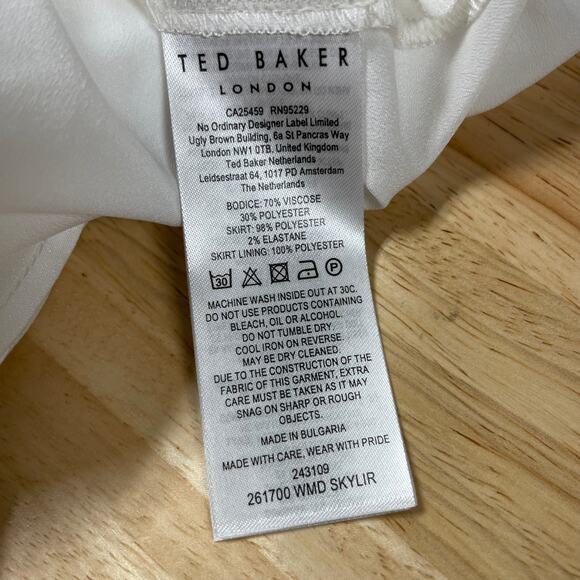 Ted Baker NWT Skylir Mixed-Media Midi Dress Size 2 (US 4-6) Ivory Sleeveless - Picture 9 of 10